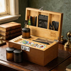 Walnut Brown Bamboo Stash Box Gift Set