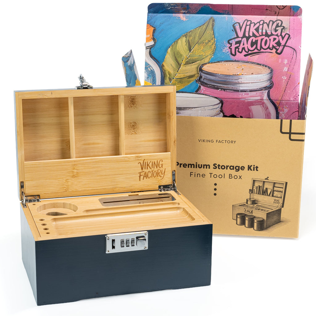 Slate Blue Bamboo Stash Box Gift Set
