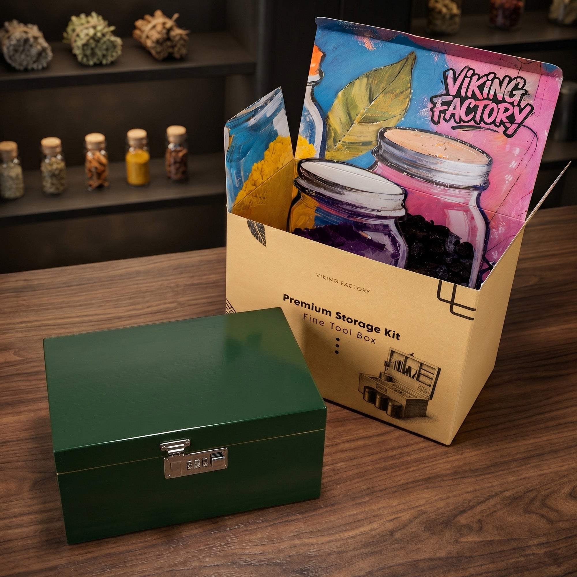 Forest Green Bamboo Stash Box Gift Set