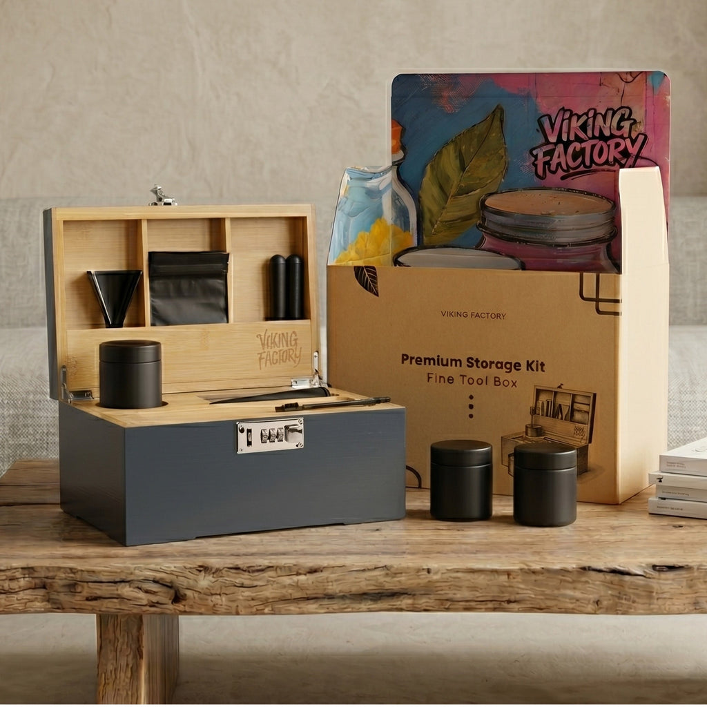 Slate Blue Bamboo Stash Box Gift Set