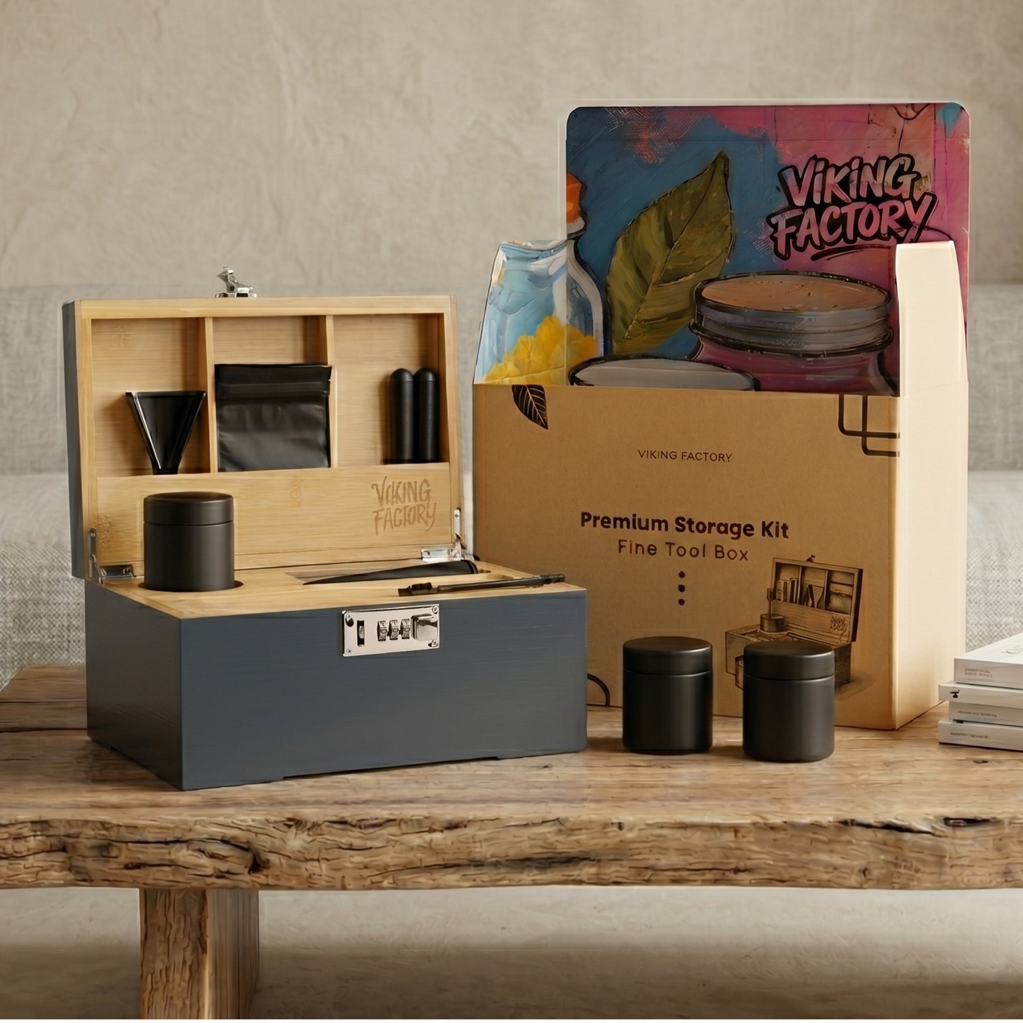 Slate Blue Bamboo Stash Box Gift Set