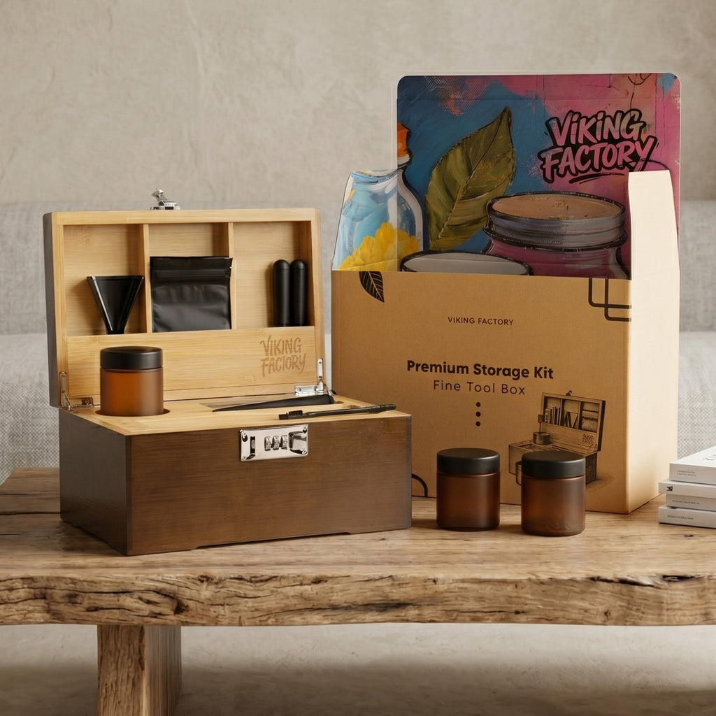 Walnut Brown Bamboo Stash Box Gift Set