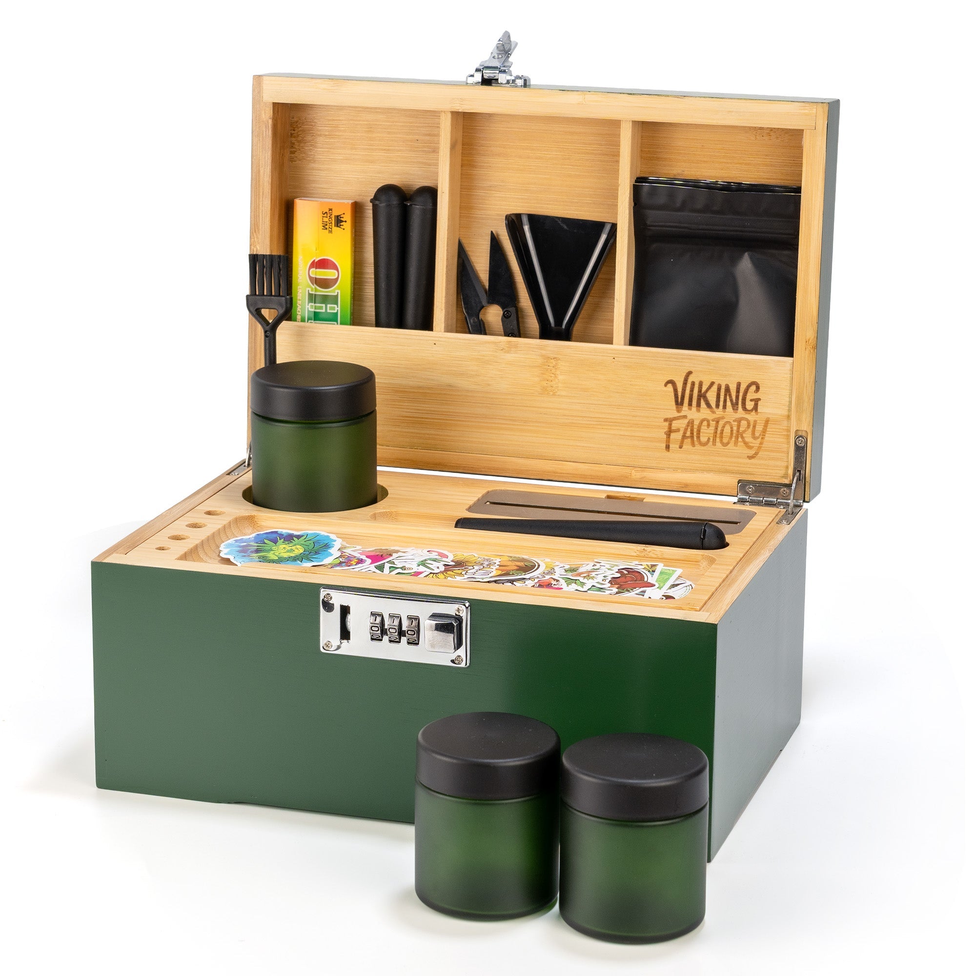 Forest Green Bamboo Stash Box Gift Set