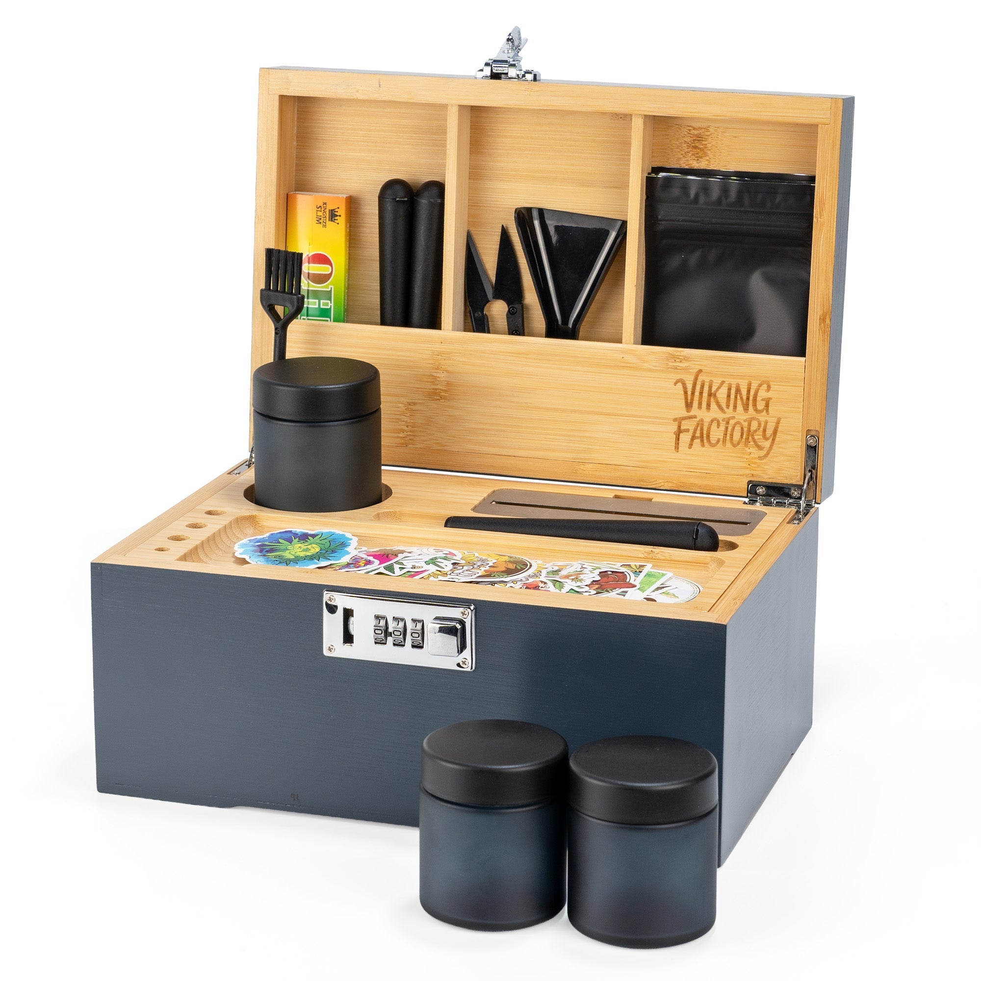 Slate Blue Bamboo Stash Box Gift Set
