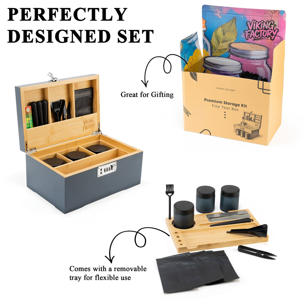 Slate Blue Bamboo Stash Box Gift Set