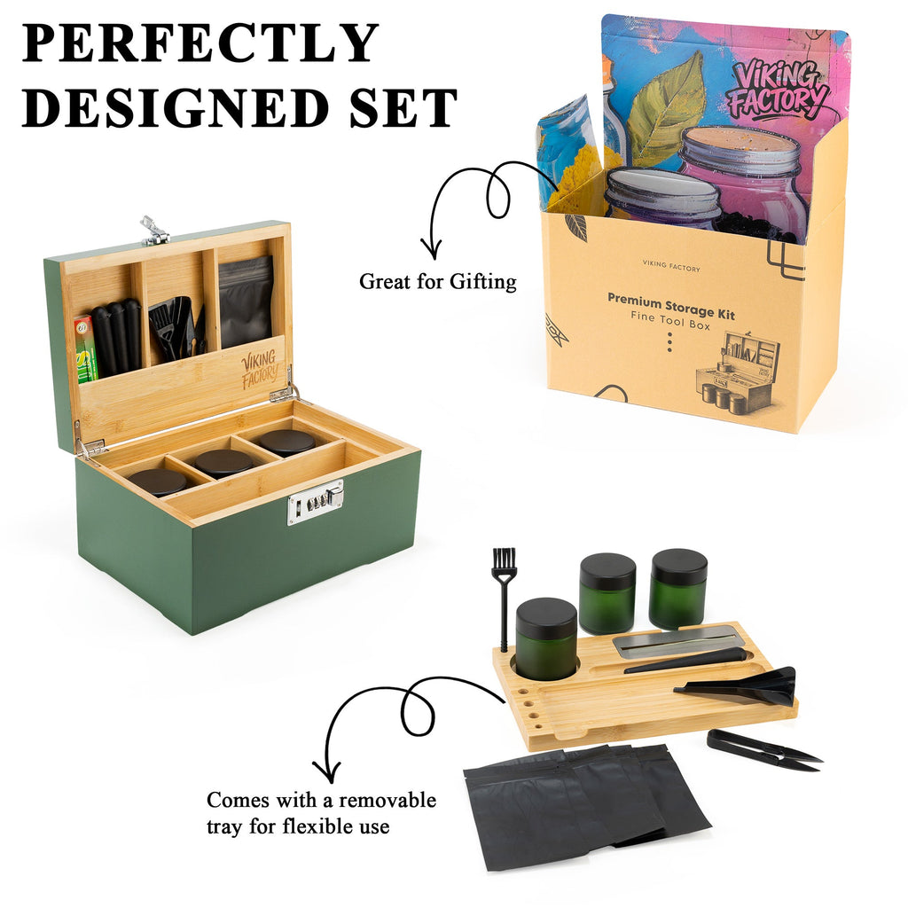 Forest Green Bamboo Stash Box Gift Set