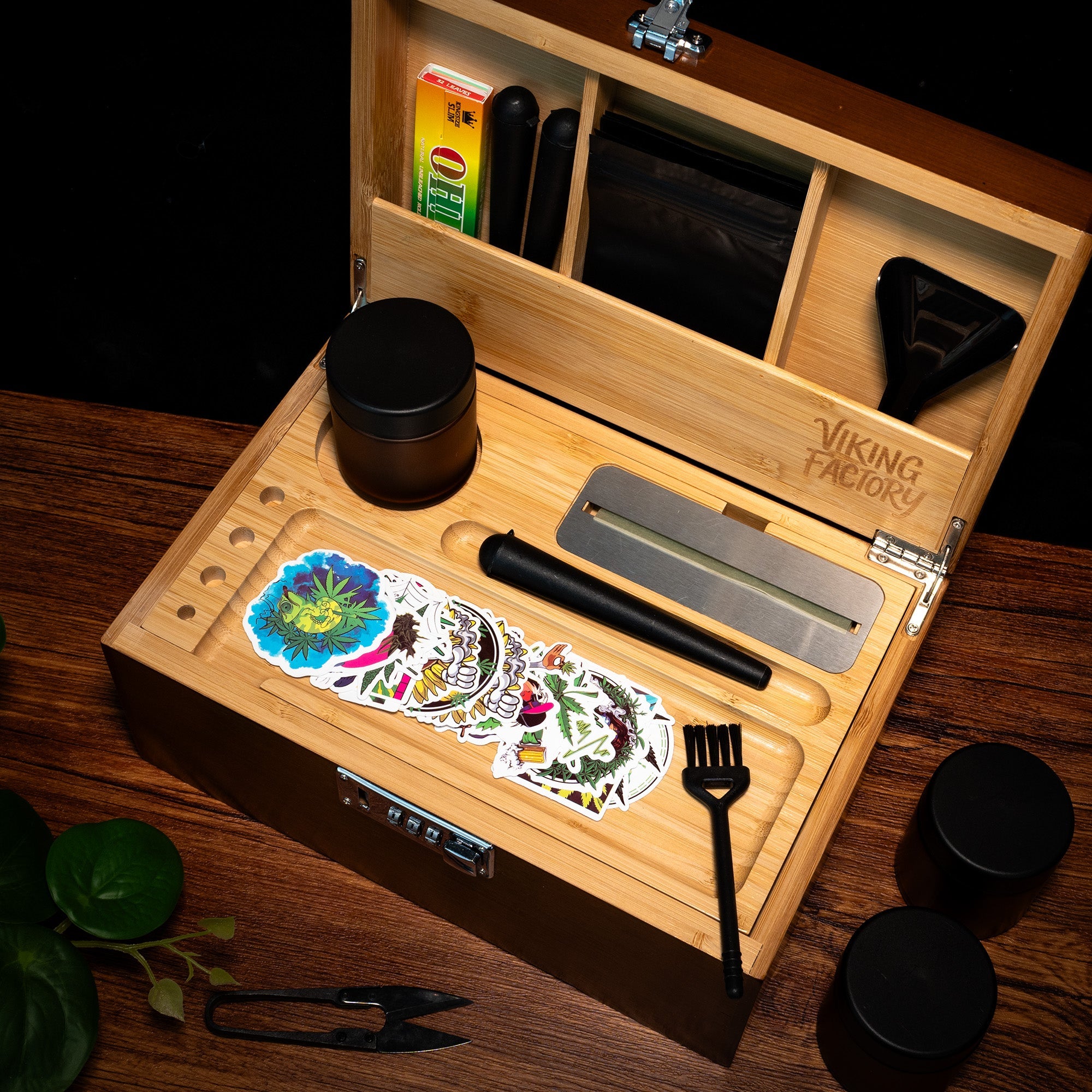 Walnut Brown Bamboo Stash Box Gift Set