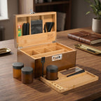Walnut Brown Bamboo Stash Box Gift Set