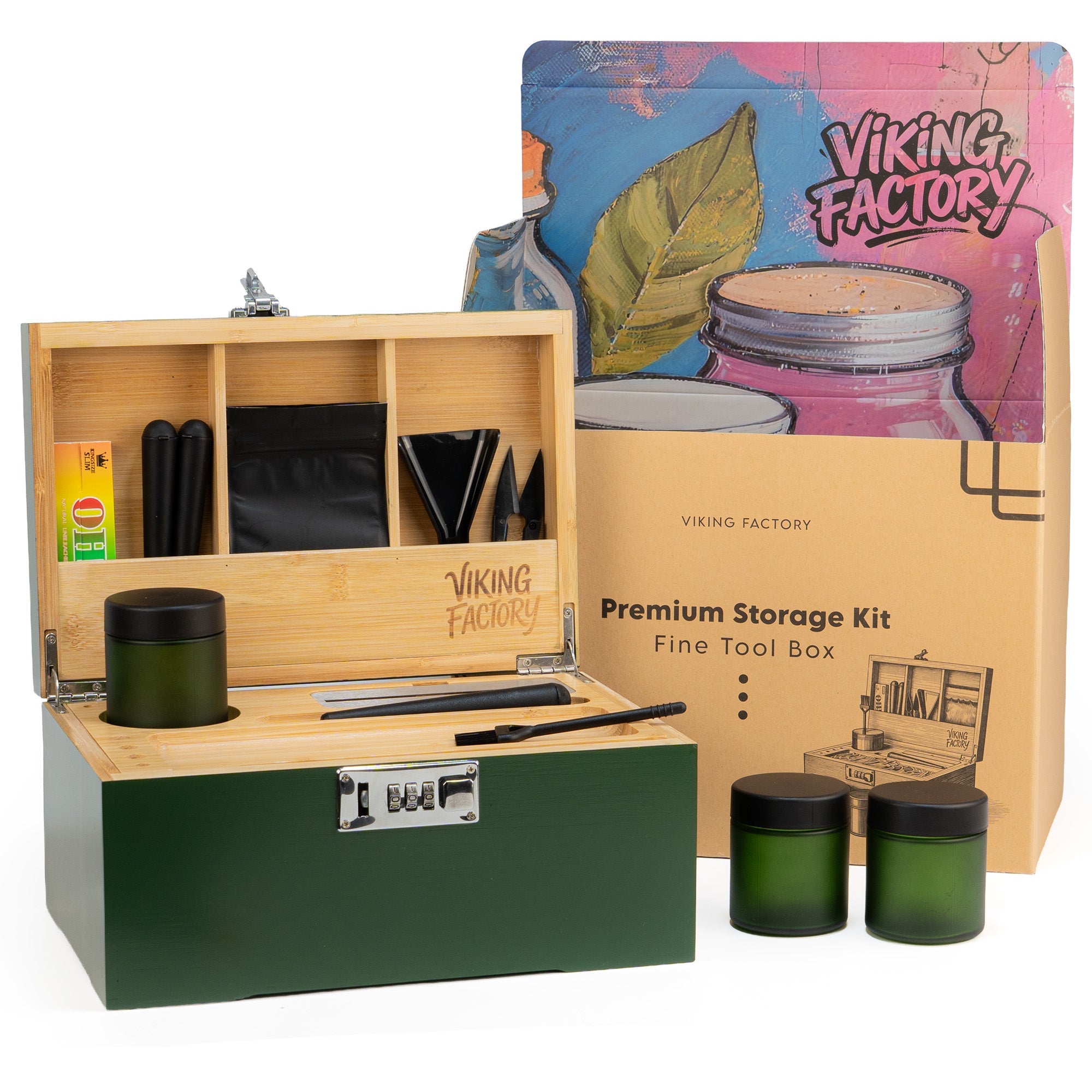 Forest Green Bamboo Stash Box Gift Set