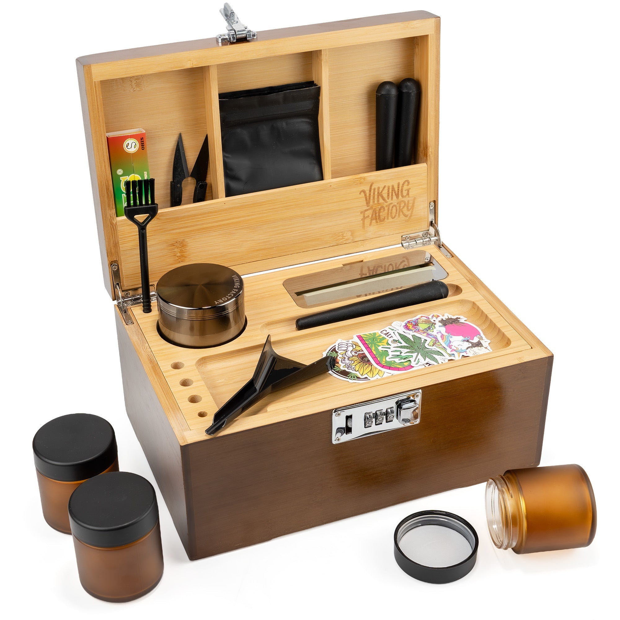 Walnut Brown Bamboo Stash Box Gift Set