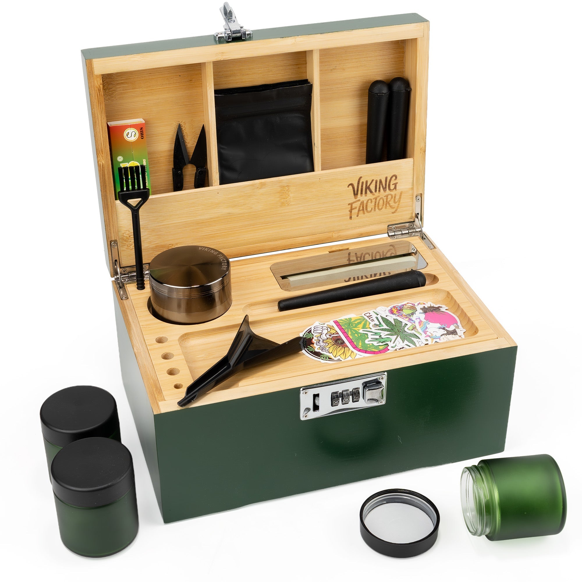 Forest Green Bamboo Stash Box Gift Set