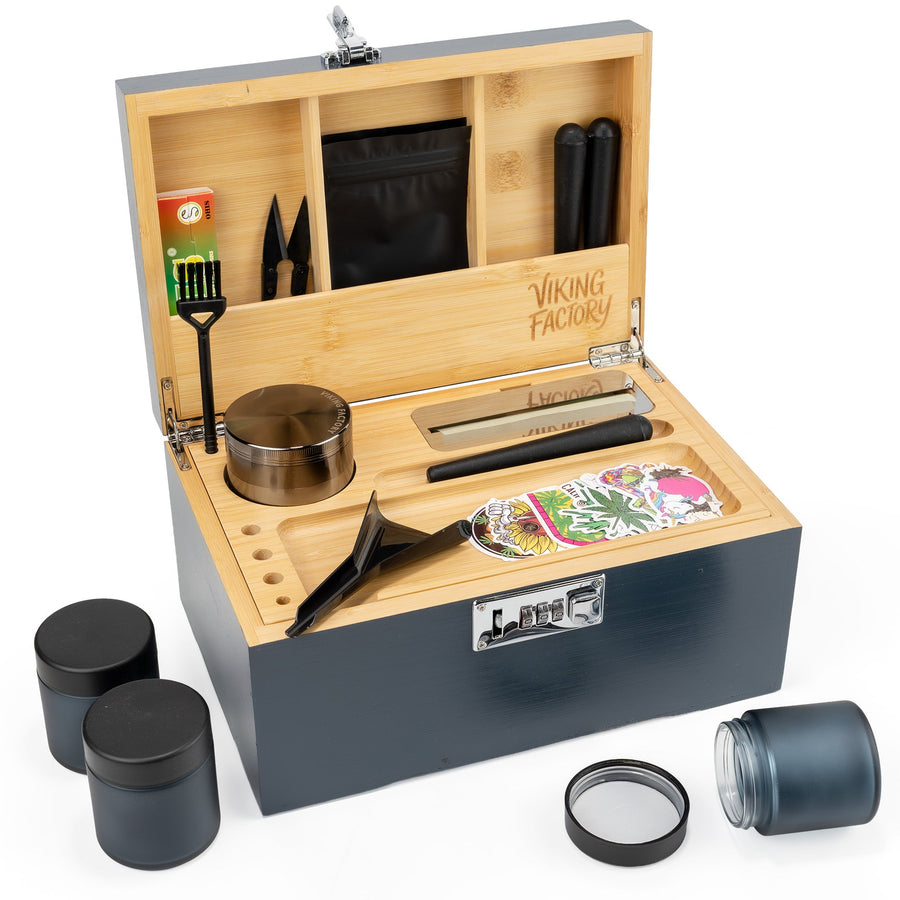 Slate Blue Bamboo Stash Box Gift Set