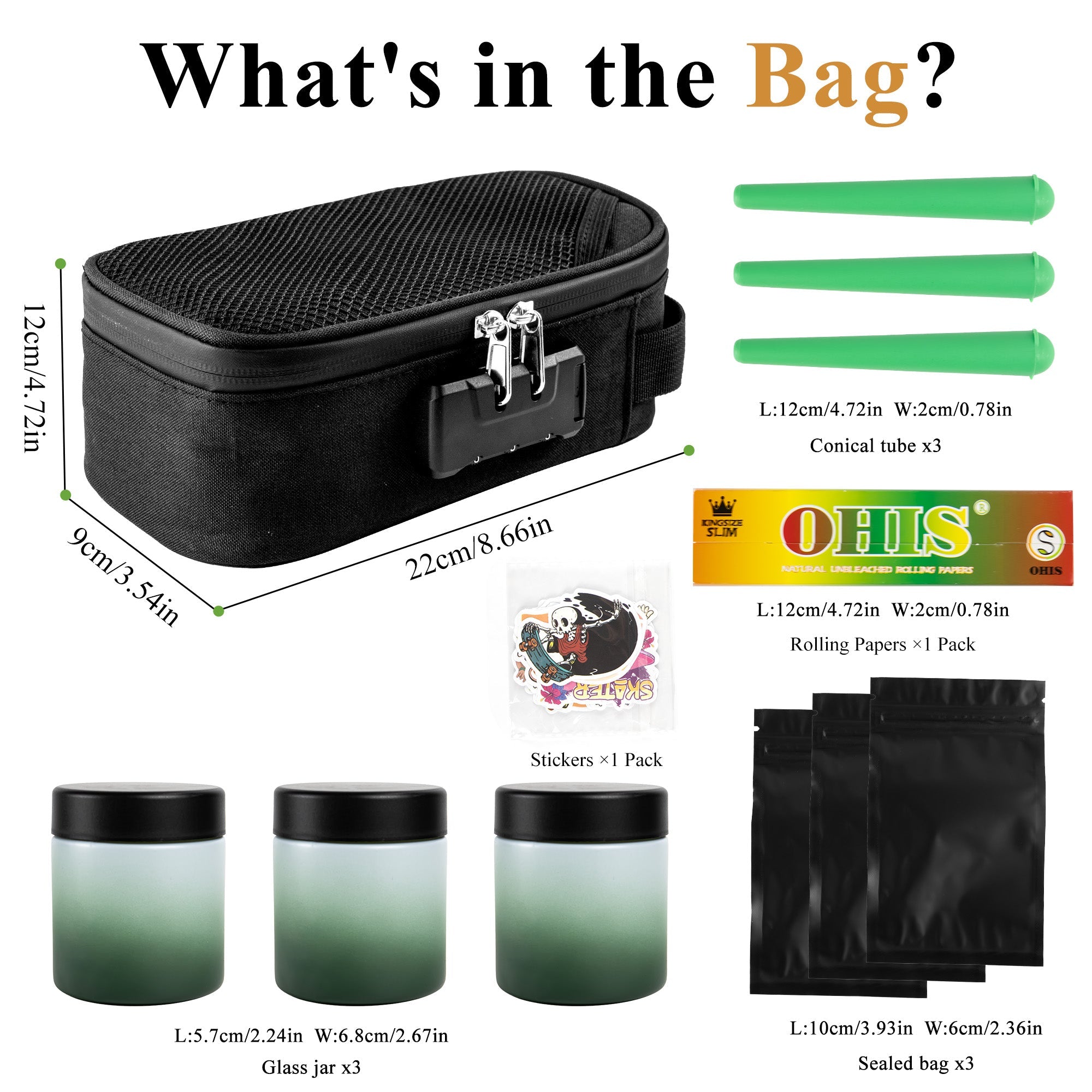Geruchsdichte Stash Bag Geschenkset – Schwarz