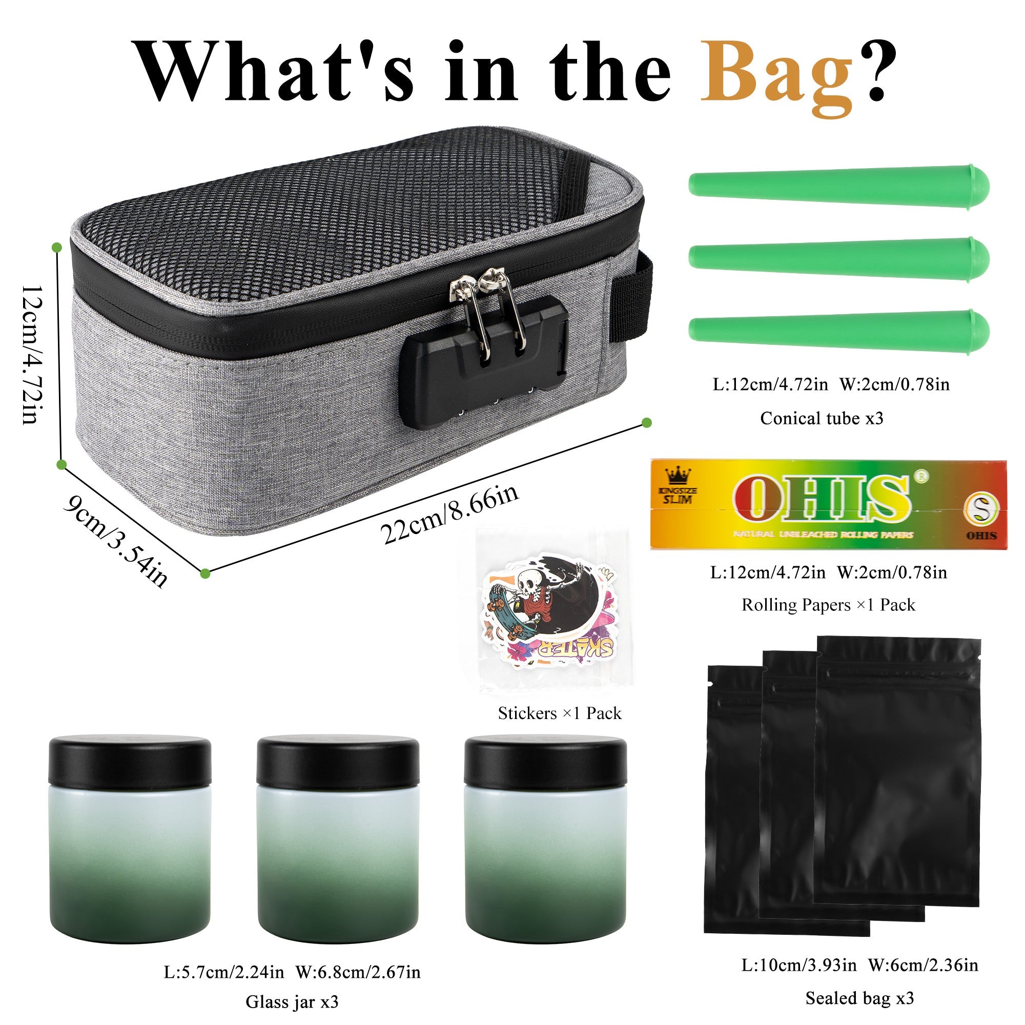 Gray Smell-Proof Stash Bag Gift Set
