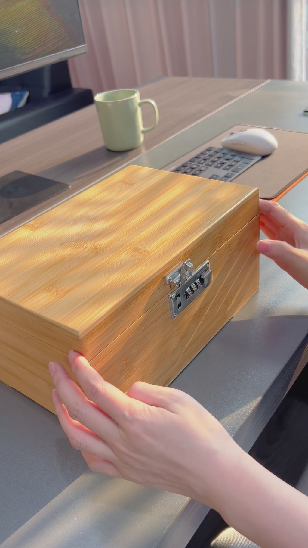 Juego de regalo de caja de bambú